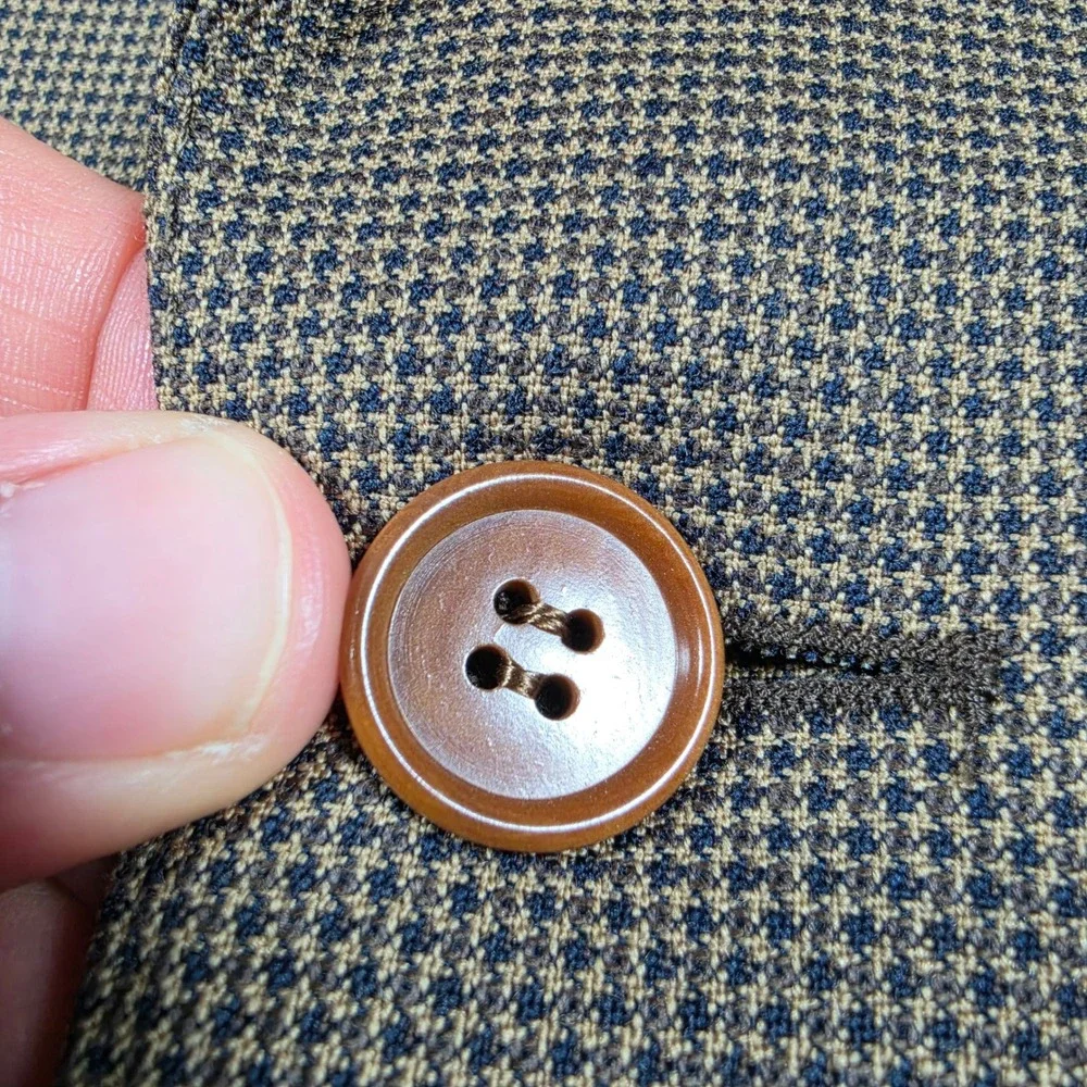 Canali Milano Full Suit Men 48(38) Brown Wool Micro-check 2-Button Pleated 32x29
